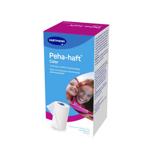 Бинт peha-haft color 10 смх4 м/белый когезивный эластичный фиксирующий