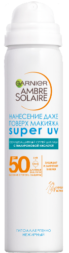 Купить Garnier ambre solaire спрей для лица солнцезащитный супер uv spf50+ 75 мл цена