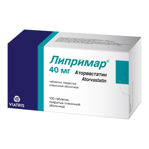 Липримар 40 мг 100 шт. таблетки, покрытые пленочной оболочкой