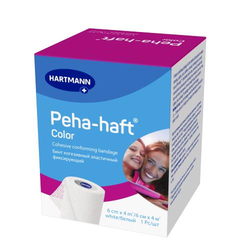 Бинт peha-haft color 6 смх4 м/белый когезивный эластичный фиксирующий