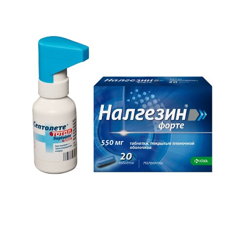 Набор СЕПТОЛЕТЕ ТОТАЛ спрей 30 мл + НАЛГЕЗИН ФОРТЕ таб. п/о 550 мг №20