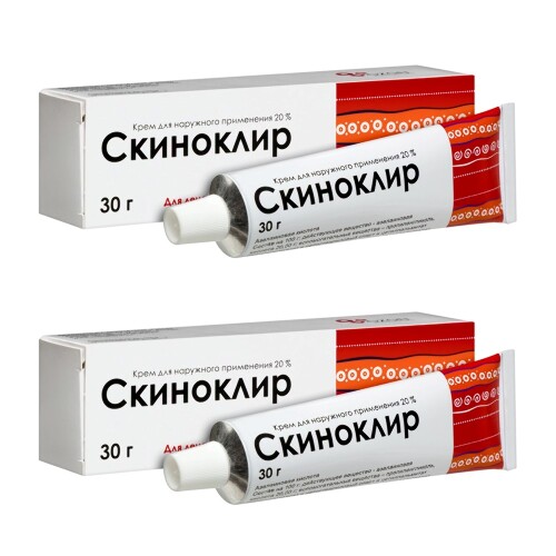 Набор со скидкой за 2 упаковки Скиноклир 20% крем для наружного применения 30 г при акне