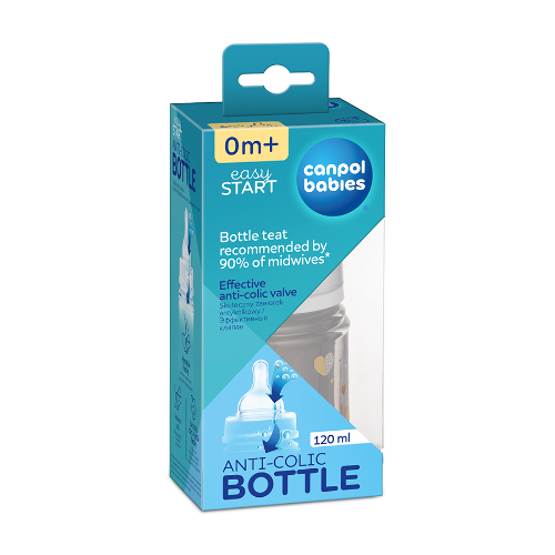 Canpol babies бутылочка easystart антиколиковая newborn baby 120 мл 0+/белый