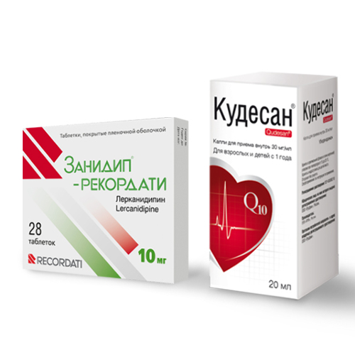 Набор Занидип®- Рекордати  10 мг  №28 и Кудесан  капли для приема внутрь