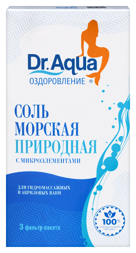 Dr aqua соль для ванн морская природная 250 гр 3 шт. фильтр-пакеты