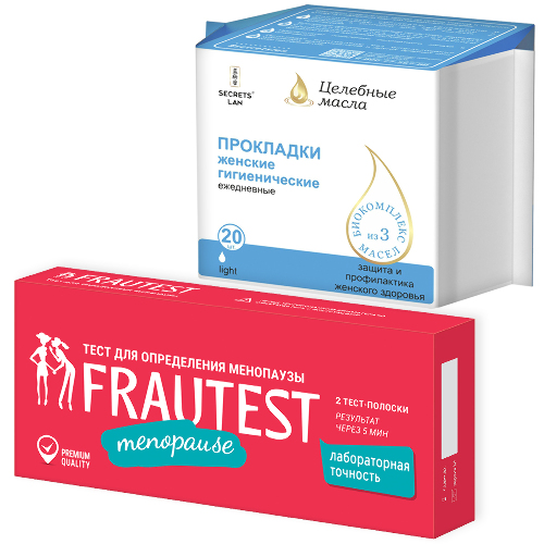Набор: Тест для определения менопаузы FRAUTEST 2 шт. + Secrets Lan ежедневные прокладки