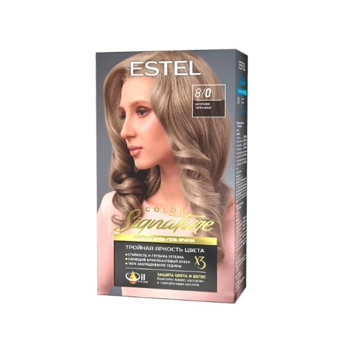Купить Estel color signature крем-гель краска стойкая для волос в наборе тон 8/0 капучино цена