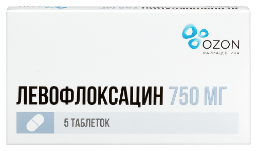 Левофлоксацин 750 мг 5 шт. таблетки, покрытые пленочной оболочкой