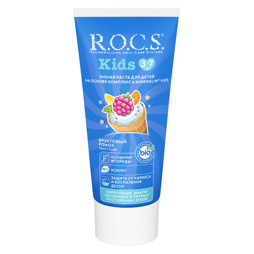 Rocs зубная паста kids фруктовый рожок со вкусом мороженого 45 гр