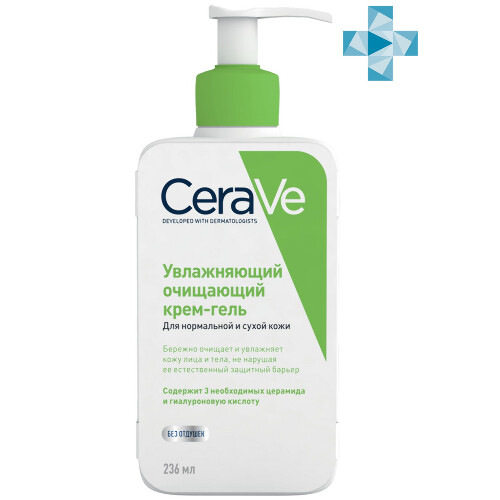 CERAVE УВЛАЖНЯЮЩИЙ ОЧИЩАЮЩИЙ КРЕМ-ГЕЛЬ ДЛЯ НОРМАЛЬНОЙ И СУХОЙ КОЖИ ЛИЦА И ТЕЛА С ПОМПОЙ 236МЛ