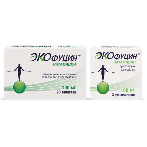 Набор ЭКОФУЦИН 100мг таблетки кишечнорастворимые 20 шт. + ЭКОФУЦИН 100мг суппозитории вагинальные 3шт.