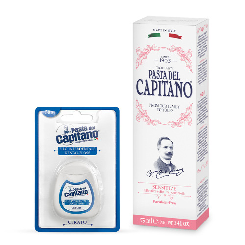 Набор PASTA DEL CAPITANO: зубная паста для чувствительных зубов 1905 + зубная нить 50м - по выгодной цене!
