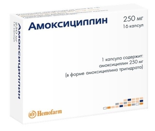 Амоксициллин 250 мг 16 шт. капсулы