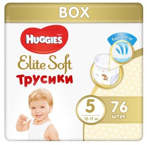 Купить Huggies elite soft трусики-подгузники детские размер 5 12-17 кг 76 шт. цена