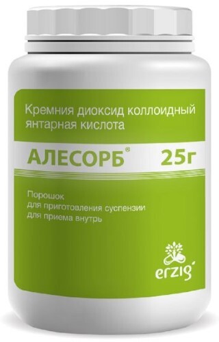 Купить Алесорб комплекс янтарной кислоты и диоксида кремния 25 гр порошок для приема внутрь цена