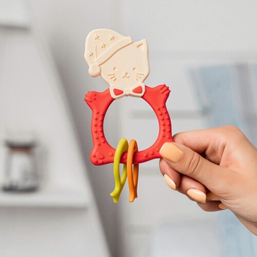 Roxy-kids массажер для десен meow teether 3+/коралловый