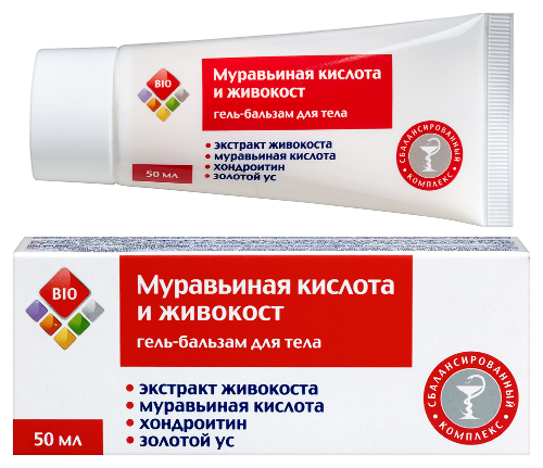 Bio гель-бальзам косметический для тела муравьиная кислота и живокост 50 мл