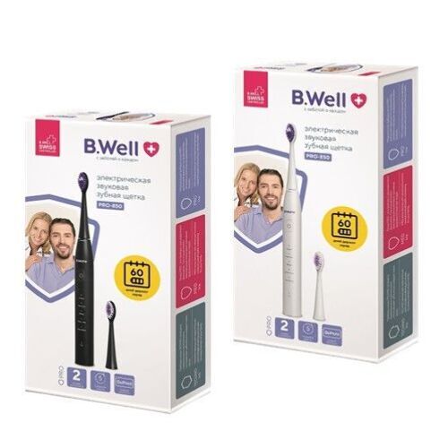 Набор B well зубная щетка звуковая электрическая pro-850/белая + черная
