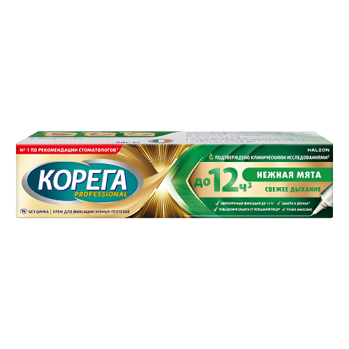 Корега professional крем для фиксации зубных протезов нежная мята 40 гр