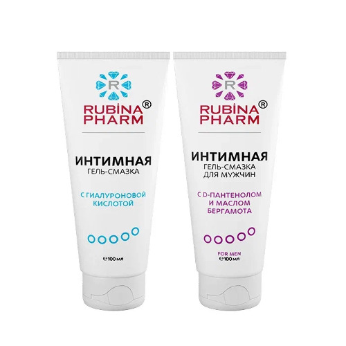Набор из 2х интимных гель-смазок Rubinapharm со скидкой: для мужчин + с гиалуроновой кислотой