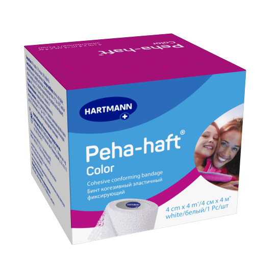 Бинт peha-haft color 4 смх4 м/белый когезивный эластичный фиксирующий
