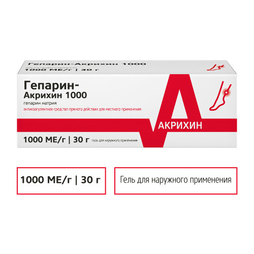 ГЕПАРИН-АКРИХИН 1000 ГЕЛЬ