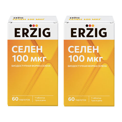 Набор 1+1 Erzig Селен 100 мкг №60 из 2 уп со скидкой