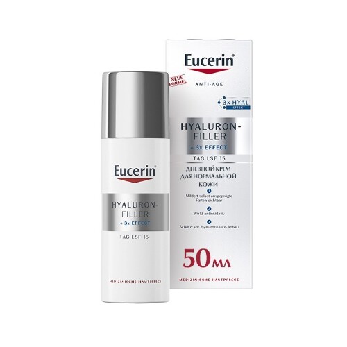 Купить Eucerin hyaluron-filler крем для дневного ухода за нормальной и комбинированной кожей spf15 50 мл цена