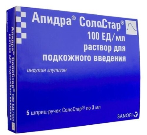 Купить Апидра солостар 100 ЕД/мл раствор для подкожного введения 3 мл шприц-ручка 5 шт. цена