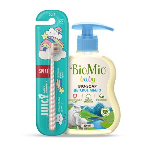 Набор «BIOMIO жидкое мыло детское + СПЛАТ зубная щетка детская: при .