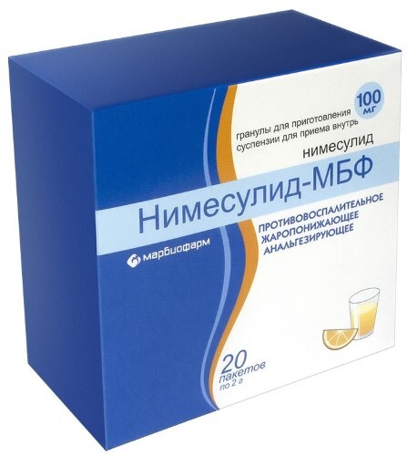 Нимесулид-мбф 100 мг 20 шт. пакет гранулы для приготовления суспензии для приема внутрь 2 гр