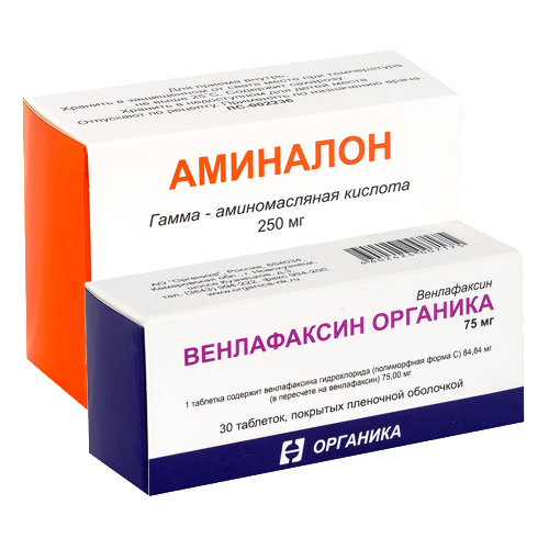 Набор Аминалон 250мг №100 таб + Венлафаксин Органика 75мг №30 таб - со скидкой