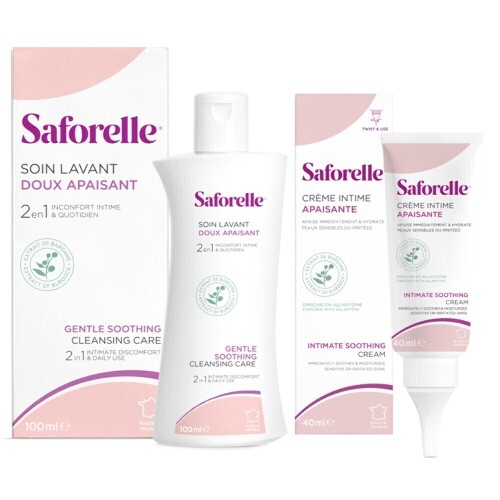 Набор САФОРЕЛЬ гель д/интимной гигиены БЕРЕЖНОЕ ОЧИЩЕНИЕ 100мл + САФОРЕЛЬ крем-эмолент УВЛАЖНЯЮЩИЙ 40мл