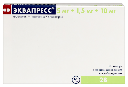 Эквапресс 5 мг + 1,5 мг + 10 мг 28 шт. капсулы с модифицированным высвобождением