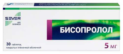 Бисопролол 5 мг 30 шт. таблетки, покрытые пленочной оболочкой