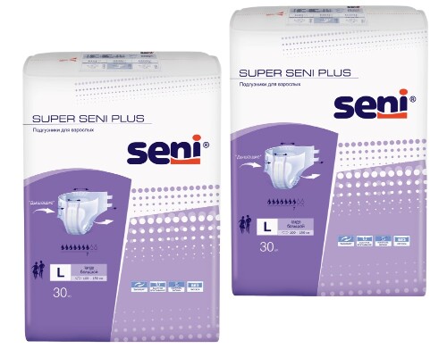 Набор Seni super plus подгузники д/взр large №30 из 2 уп со скидкой