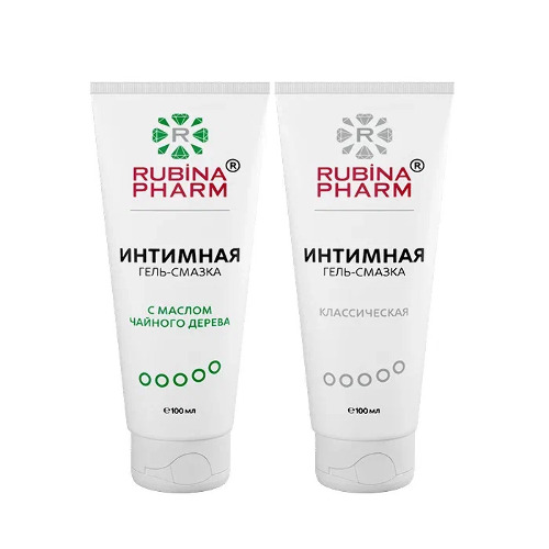 Набор из 2х интимных гель-смазок Rubinapharm со скидкой: классическая + с маслом чайного дерева