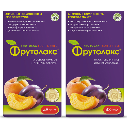 Набор из 2-х уп ФРУТОЛАКС НА ОСНОВЕ ФРУКТОВ И ПИЩЕВЫХ ВОЛОКОН N48 КАПС ПО 0,35Г