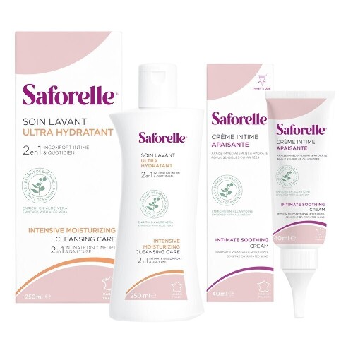 Набор САФОРЕЛЬ гель д/интимной гигиены ИНТЕНСИВНОЕ УВЛАЖНЕНИЕ 250мл + САФОРЕЛЬ крем-эмолент УВЛАЖНЯЮЩИЙ 40мл