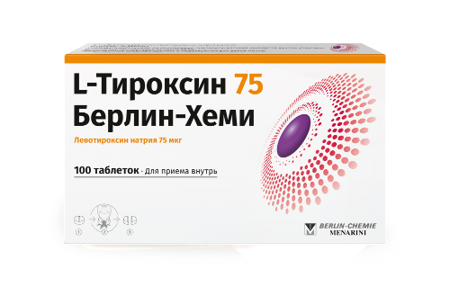 L-тироксин 75 берлин-хеми 75 мкг 100 шт. таблетки