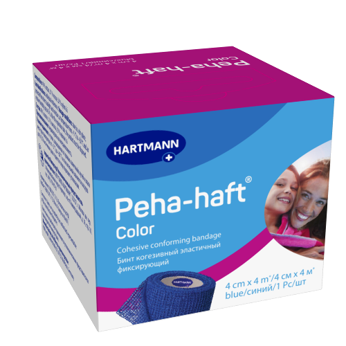 Бинт peha-haft color 4 смх4 м/синий когезивный эластичный фиксирующий