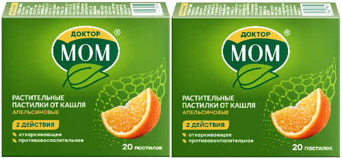 Набор - ДОКТОР МОМ® 20 шт х 2, пастилки (таблетки) от кашля, вкус апельсин