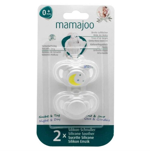 Mamajoo пустышка силиконовая ортодонтическая nigth&day 0+ 2 шт./ mmj3879