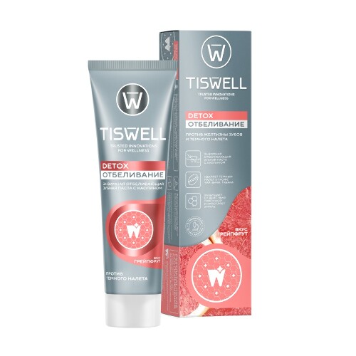 Tiswell зубная паста энзимная отбеливающая с каолином вкус грейпфрута 110 гр