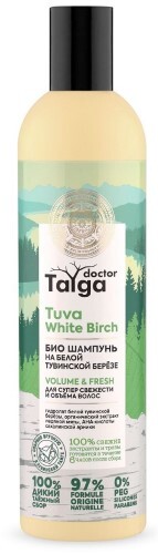 Doctor taiga шампунь био для супер свежести и объема волос 400 мл