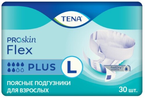 Купить Tena flex plus подгузники для взрослых l обхват талии/бедер до 120 см 30 шт. цена