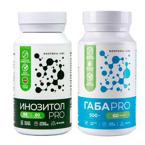 Набор из 1 уп. NOOTERIA LABS ИНОЗИТОЛ ПРО N60 КАПС ПО 630МГ + 1 уп. ГАБА PRO N60 КАПС ПО 540МГ по специальной цене