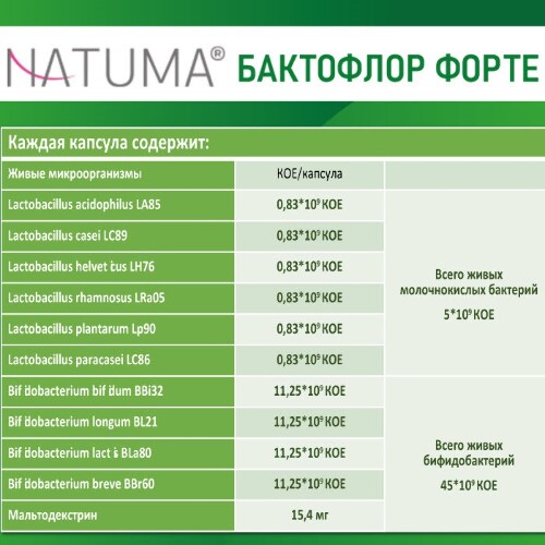 NATUMA БАКТОФЛОР ФОРТЕ