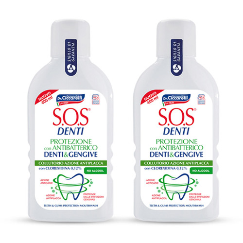 НАБОР 2=1 SOS DENTI ОПОЛАСКИВАТЕЛЬ ДЛЯ ПОЛОСТИ РТА АНТИБАКТ ДЛЯ ЗАЩИТЫ ЗУБОВ И ДЕСЕН 400МЛ