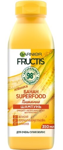 Fructis шампунь для очень сухих волос банан superfood питание 350 мл